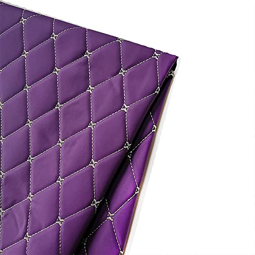 Yimihua Leder Stoff,Kunstleder Meterware Bezugsstoff Polsterstoff Lederoptik Kunstleder gesteppt kaschiert für Handwerk DIY nähen 1,4m breit (Size:1M,Color:Violett) von Yimihua