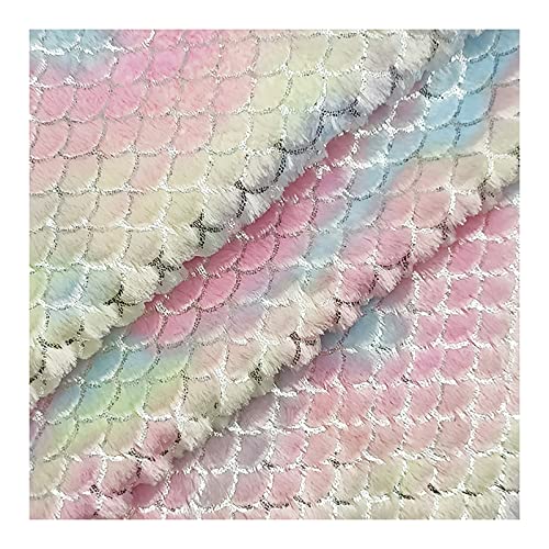 Yimihua PV Plüschstoff meterware Farbe Kunstfell fleecestoff Brünierung von Fischschuppen Polsterstoff für Bastelmaterial Hintergrund DIY Nähen 160X100cm(Size:1m) von Yimihua