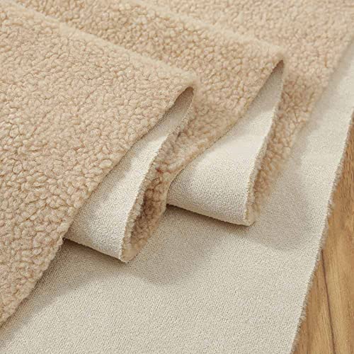 Yimihua Plüschstoff Dicker Wildleder Stoff Narben-Fleece-Gewebe Kunstfell zum nähen polsterstoff 150cm*50cm(Color:Helles Khaki) von Yimihua