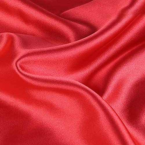 Yimihua Satin Stoff Futterstoff, Glanz Satin Modestoff verwendet für Schneiderinnen, Pyjamas, Unterwäsche, Hochzeitsball DIY 150 cm breit und Meterware(Color:rot) von Yimihua