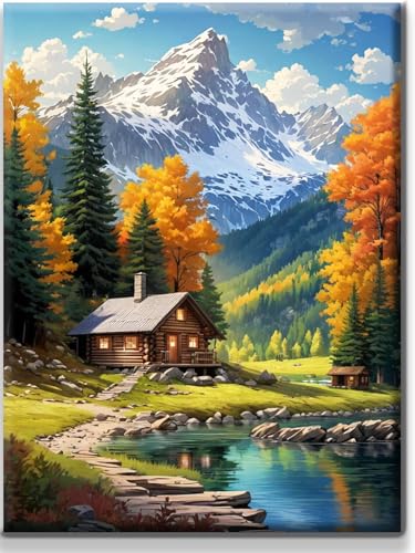 Yiminu.DS Diamond Painting Erwachsene, Diamant Painting Bilder 30x40cm 5D Diamond-Painting Diamant Painting Bastelset BastelnWanddeko, Landschaft Herbst Berg von Yiminu.DS