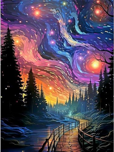 Yiminu.DS Diamond Painting Erwachsene Kinder, 5D Landschaft Natur Strand Meer Mond Diamont Painting Bilder Diamant Painting Bastelset Basteln Mädchen, 30CM X 40CM, Sternenklarer Himmel von Yiminu.DS