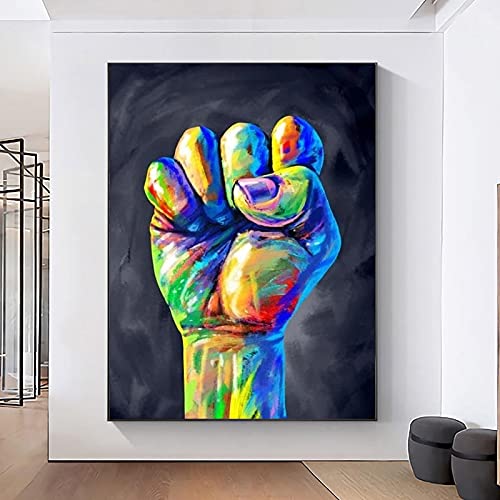 Leinwand Gemälde Wandkunst Bild Abstrakte Bunte Faust Leinwand Poster Drucke für Wohnzimmer Heimdekoration 50x70cmx1pcs rahmenlos von Yinaa