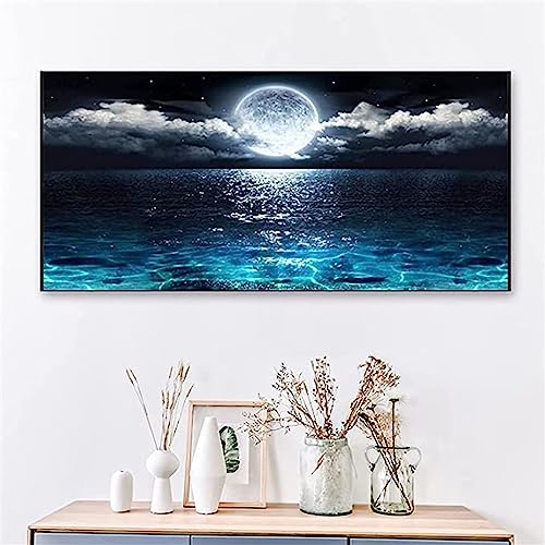 5D Diamond Painting Kits, Diamant Painting Bilder Mond Meer, Malen Nach Zahlen Mosaikherstellung Erwachsene Kinder DIY Diamant Painting Kits Arts Craft als Geschenk und Home Wand Dekor 40x80cm JZ-6166 von Yingeen