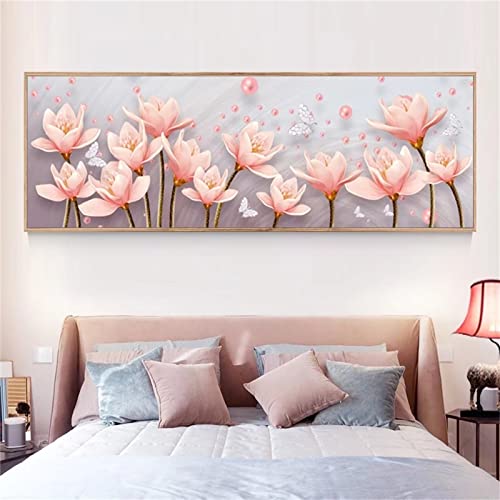 5D Diamond Painting Kits, Diamant Painting Bilder Rosa Magnolie, Malen Nach Zahlen Mosaikherstellung Erwachsene Kinder DIY Diamant Painting Arts Craft als Geschenk und Home Wand Dekor 40x120cm JZ-6917 von Yingeen