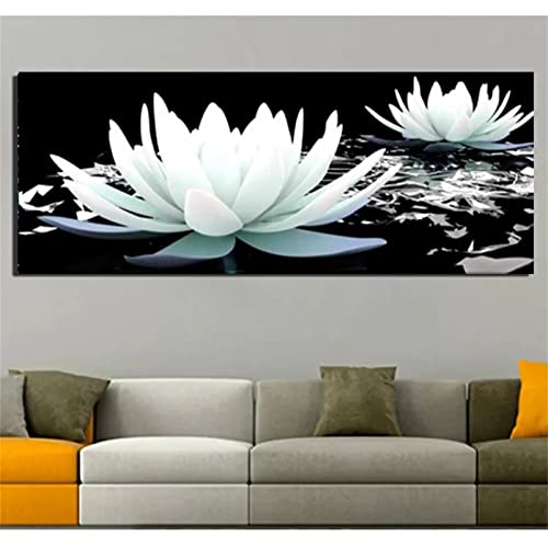 5D Diamond Painting Kits, Diamant Painting Bilder Weißer Lotus, Malen Nach Zahlen Mosaikherstellung Erwachsene Kinder DIY Diamant Painting Arts Craft als Geschenk und Home Wand Dekor 40x120cm JZ-9505 von Yingeen