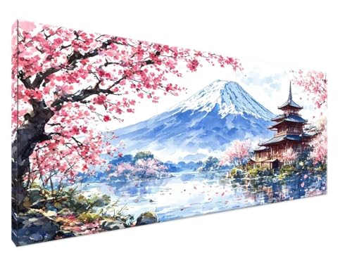 Berg Fuji Malen Nach Zahlen Groß XXL 30x60cm Malen Nach Zahlen Erwachsene HäUser, Paint by Numbers DIY Kreativ Set auf Leinwand für Anfänger, Weihnachten Paar Freund Personalisierte Geschenke Y2-63 von Yingeen