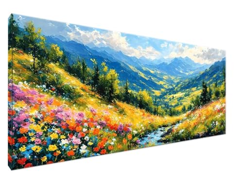 Berg Malen Nach Zahlen Groß XXL 100x200cm Malen Nach Zahlen Erwachsene Wiese, Paint by Numbers DIY Kreativ Set auf Leinwand für Anfänger, Decor, Weihnachten Paar Freund Personalisierte Geschenke Y2-60 von Yingeen