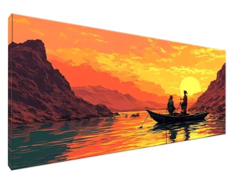 Boot Malen Nach Zahlen Groß XXL 100x200cm Malen Nach Zahlen Erwachsene Sonnenuntergang, Paint by Numbers DIY Kreativ Set auf Leinwand für Anfänger,Weihnachten Freund Personalisierte Geschenke Y2-648 von Yingeen