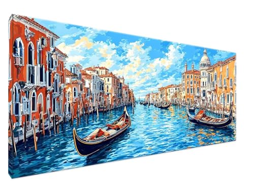 Boot Malen Nach Zahlen Groß XXL 70x140cm Malen Nach Zahlen Erwachsene Stadt, Paint by Numbers DIY Kreativ Set auf Leinwand für Anfänger, Decor, Weihnachten Paar Freund Personalisierte Geschenke Y2-711 von Yingeen