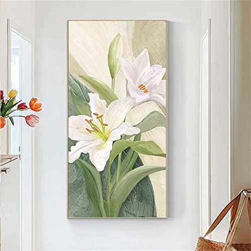 DIY Diamond Painting Set,Weiße Lilien Strass Diamanten Painting Bilder,Diamant Kreuzstich Stickerei Malerei Kit Malen nach Zahlen Arts für Kinder Erwachsene Geschenke Zuhause Dekor 30x60cm JZ-9477 von Yingeen