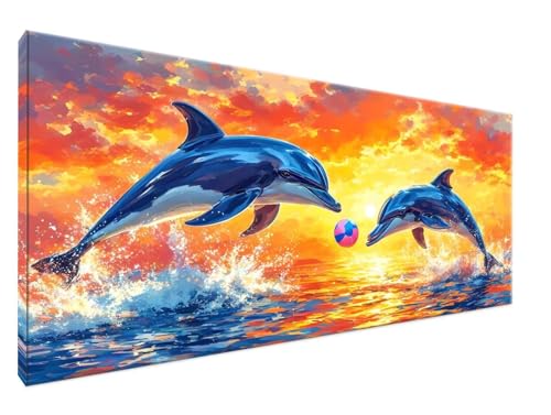 Delphin Malen Nach Zahlen Groß 30x60cm Malen Nach Zahlen Erwachsene Ball, Paint by Numbers DIY Kreativ Set auf Leinwand für Anfänger, Weihnachten Paar Freund Personalisierte Geschenke, Decor Y2-729 von Yingeen