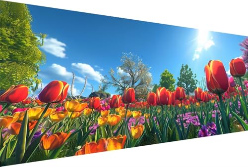 Diamond Painting Anlage Diamond Painting Erwachsene Tulpe Bastelset Kinder ab 6 Jahre Mosaikherstellung Kreatives Geschenke für Mädchen Anfänger, Diamant Kreuzstich Arts Zimmer Deko 50x100cm Y5-473 von Yingeen