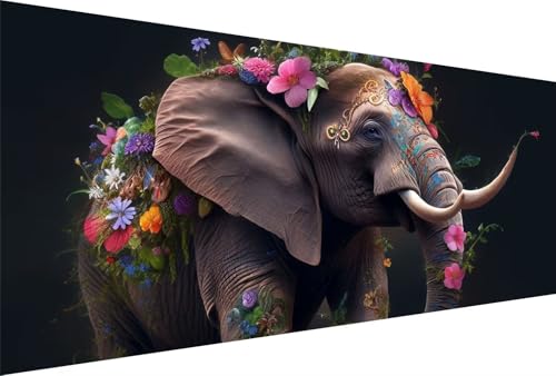 Diamond Painting Blume Diamond Painting Erwachsene Elefant Bastelset Kinder ab 6 Jahre Mosaikherstellung Kreatives Geschenke für Mädchen Anfänger, Diamant Strass Arts Craft Zimmer Deko 50x100cm Y5-497 von Yingeen