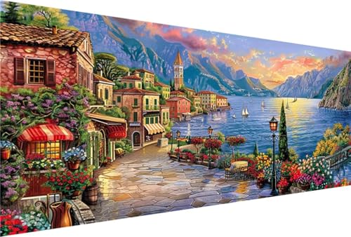 Diamond Painting Dorf, 5D Diamant Painting Bilder Kinder, Diamond Painting Erwachsene Meer, Diamond Painting Bastelset Erwachsene Frauen Anfänger Stickerei Paintings,Wanddeko,Geschenke 50x100cm YG-305 von Yingeen