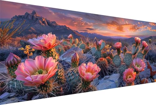 Diamond Painting Kaktus Diamond Painting Erwachsene Sonnenuntergang Bastelset Kinder ab 6 Jahre Mosaikherstellung Kreatives Geschenke für Mädchen Anfänger, Kreuzstich Arts Zimmer Deko 60x120cm Y5-509 von Yingeen