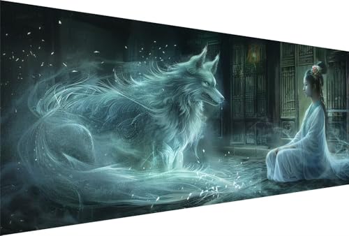 Diamond Painting Wolf Diamond Painting Erwachsene Fee Bastelset Kinder ab 6 Jahre Mosaikherstellung Kreatives Geschenke für Mädchen Anfänger, Diamant Kreuzstich Arts Craft Zimmer Deko 80x160cm Y5-607 von Yingeen