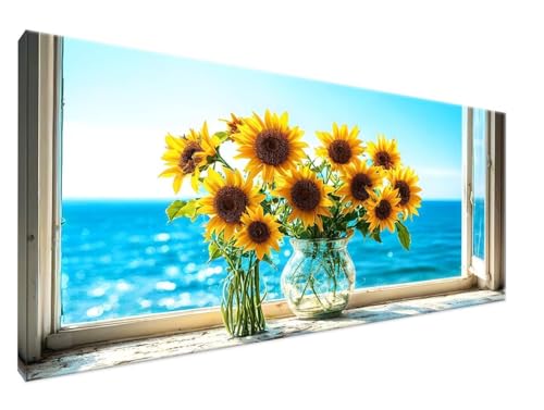 Fenster Malen Nach Zahlen Groß XXL 30x60cm Malen Nach Zahlen Erwachsene Sonnenblume, Paint by Numbers DIY Kreativ Set auf Leinwand für Anfänger, Weihnachten Freund Personalisierte Geschenke Y2-717 von Yingeen