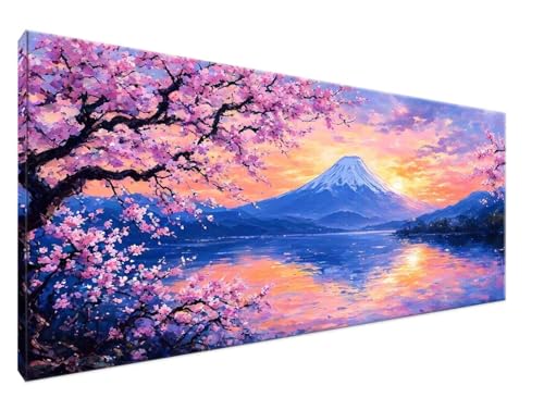 Malen Nach Zahlen Berg, Malen Nach Zahlen Erwachsene Sonnenuntergang DIY Handgemalt Ölgemälde Leinwand Kit für Anfänger Ohne Rahmen 70x140cm Mit 3-Pinseln und Acrylfarbe für Deko Wohnzimmer Y2-337 von Yingeen