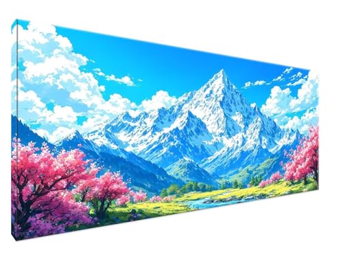 Malen Nach Zahlen Berg, Malen Nach Zahlen Erwachsene Wiese DIY Handgemalt Ölgemälde Leinwand Kit für Anfänger Ohne Rahmen 30x60cm Mit 3-Pinseln und Acrylfarbe für Deko Wohnzimmer, Geschenke Y2-673 von Yingeen