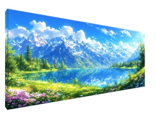 Malen Nach Zahlen Berg Malen Nach Zahlen Erwachsene Landschaft DIY Handgemalt Ölgemälde Leinwand Kit für Anfänger Ohne Rahmen 80x160cm Mit 3-Pinseln und Acrylfarbe für Deko Wohnzimmer,Geschenke Y2-175 von Yingeen