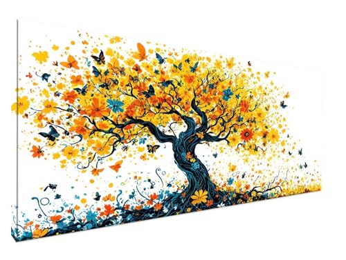 Malen Nach Zahlen Erwachsene Baum Paint by Numbers DIY Kreativ Set Erwachsene, Blume Malen nach Zahlen Kits auf Leinwand Acrylfarbe Zeichnung Malerei Kunsthandwerk für Room Decor 100x200cm Y2-380 von Yingeen