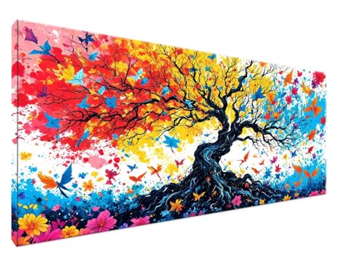 Malen Nach Zahlen Erwachsene Baum Paint by Numbers DIY Kreativ Set Erwachsene, Blume Malen nach Zahlen Kits auf Leinwand Acrylfarbe Zeichnung Malerei Kunsthandwerk für Room Decor 100x200cm Y2-83 von Yingeen