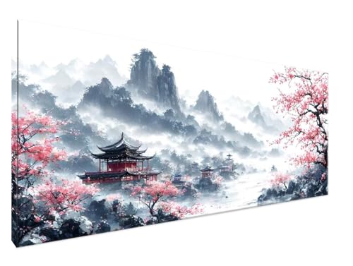 Malen Nach Zahlen Erwachsene Chinesischer Stil Paint by Numbers DIY Kreativ Set Erwachsene, Wunderland Malen nach Zahlen Kits auf Leinwand Acrylfarbe Zeichnung Malerei Kunsthandwerk 30x60cm Y2-662 von Yingeen