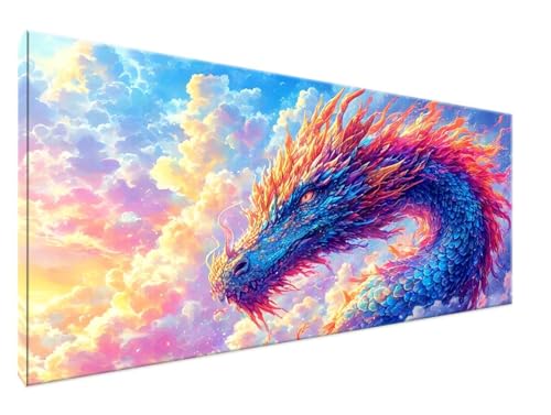 Malen Nach Zahlen Erwachsene Drachen Paint by Numbers DIY Kreativ Set Erwachsene, Wolke Malen nach Zahlen Kits auf Leinwand Acrylfarbe Zeichnung Malerei Kunsthandwerk für Room Decor 30x60cm Y2-761 von Yingeen