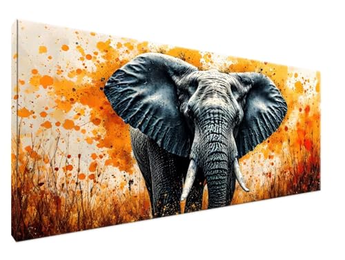 Malen Nach Zahlen Erwachsene Elefant Paint by Numbers DIY Kreativ Set Erwachsene, Tier Malen nach Zahlen Kits auf Leinwand Acrylfarbe Zeichnung Malerei Kunsthandwerk für Room Decor 100x200cm Y2-401 von Yingeen