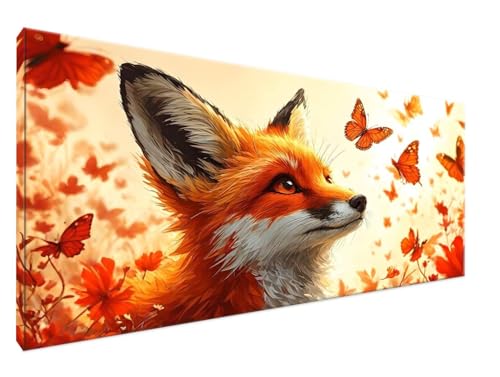 Malen Nach Zahlen Erwachsene Fuchs Paint by Numbers DIY Kreativ Set Erwachsene, Ahornblatt Malen nach Zahlen Kits auf Leinwand Acrylfarbe Zeichnung Malerei Kunsthandwerk für Room Decor 30x60cm Y2-362 von Yingeen