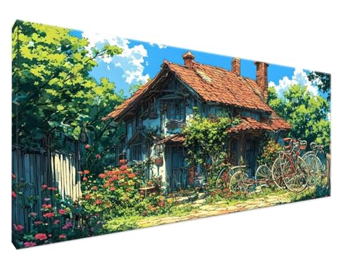 Malen Nach Zahlen Erwachsene HäUser Paint by Numbers DIY Kreativ Set Erwachsene, Landschaft Malen nach Zahlen Kits auf Leinwand Acrylfarbe Zeichnung Malerei Kunsthandwerk für Decor 100x200cm Y2-674 von Yingeen