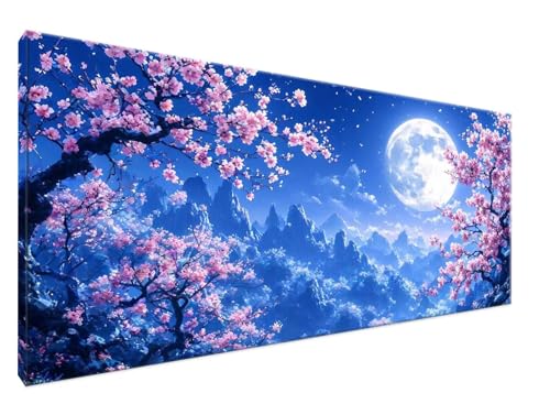 Malen Nach Zahlen Erwachsene Mond Paint by Numbers DIY Kreativ Set Erwachsene, Baum Malen nach Zahlen Kits auf Leinwand Acrylfarbe Zeichnung Malerei mit Pinseln Ölmalerei Kunsthandwerk 30x60cm Y2-722 von Yingeen