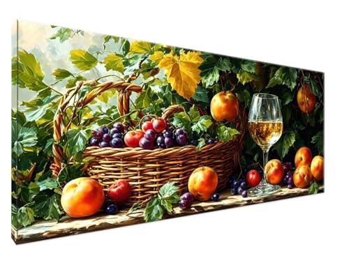 Malen Nach Zahlen Erwachsene Obst Paint by Numbers DIY Kreativ Set Erwachsene, Weinglas Malen nach Zahlen Kits auf Leinwand Acrylfarbe Zeichnung Malerei Kunsthandwerk für Room Decor 50x100cm Y2-389 von Yingeen