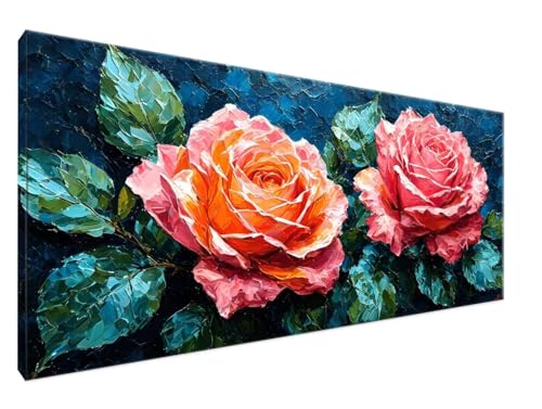 Malen Nach Zahlen Erwachsene Rose Paint by Numbers DIY Kreativ Set Erwachsene, BläTter Malen nach Zahlen Kits auf Leinwand Acrylfarbe Zeichnung Malerei Kunsthandwerk für Room Decor 70x140cm Y2-395 von Yingeen