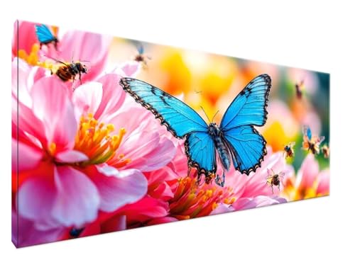 Malen Nach Zahlen Erwachsene Schmetterling Paint by Numbers DIY Kreativ Set Erwachsene, Blume Malen nach Zahlen Kits auf Leinwand Acrylfarbe Zeichnung Malerei Kunsthandwerk für Decor 70x140cm Y2-320 von Yingeen