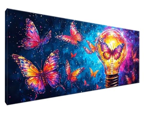 Malen Nach Zahlen Erwachsene Schmetterling Paint by Numbers DIY Kreativ Set Erwachsene, GlüHbirne Malen nach Zahlen Kits auf Leinwand Acrylfarbe Zeichnung Kunsthandwerk für Room Decor 30x60cm Y2-98 von Yingeen