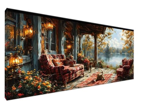 Malen Nach Zahlen Erwachsene Sofa Paint by Numbers DIY Kreativ Set Erwachsene, Meer Malen nach Zahlen Kits auf Leinwand Acrylfarbe Zeichnung Malerei mit Pinseln Ölmalerei Kunsthandwerk 30x60cm Y2-707 von Yingeen