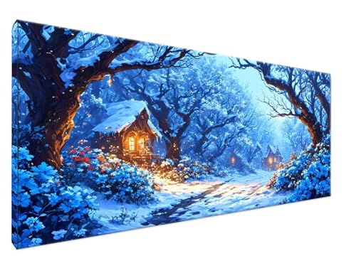 Malen Nach Zahlen Erwachsene Winter Paint by Numbers DIY Kreativ Set Erwachsene, HäUser Malen nach Zahlen Kits auf Leinwand Acrylfarbe Zeichnung Malerei Kunsthandwerk für Room Decor 50x100cm Y2-398 von Yingeen