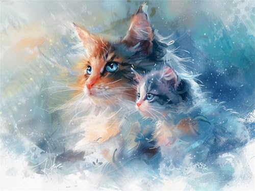 Malen Nach Zahlen Katze Tier, Malen Nach Zahlen Bastelset Erwachsene, DIY Paint by Numbers mit Pinseln und Acrylfarben Handgemalt Ölgemälde Set, Home Decor Mädchen Geschenk, Ohne Rahmen 70x95cm G4-418 von Yingeen