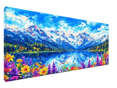 Malen Nach Zahlen Landschaft Malen Nach Zahlen Erwachsene Berg DIY Handgemalt Ölgemälde Leinwand Kit für Anfänger Ohne Rahmen 30x60cm Mit 3-Pinseln und Acrylfarbe für Deko Wohnzimmer, Geschenke Y2-721 von Yingeen