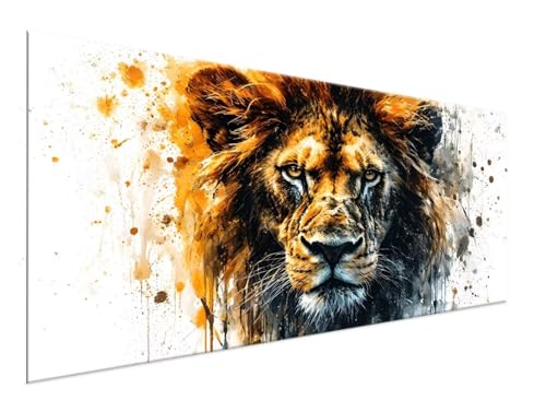 Malen Nach Zahlen LöWe, Malen Nach Zahlen Erwachsene Tier DIY Handgemalt Ölgemälde Leinwand Kit für Anfänger Ohne Rahmen 100x200cm Mit 3-Pinseln und Acrylfarbe für Deko Wohnzimmer, Geschenke Y2-94 von Yingeen