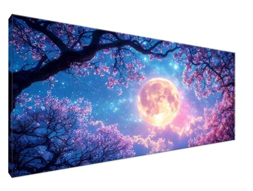 Malen Nach Zahlen Mond, Malen Nach Zahlen Erwachsene Sternenhimmel DIY Handgemalt Ölgemälde Leinwand Kit für Anfänger Ohne Rahmen 50x100cm Mit Pinseln und Acrylfarbe für Deko Wohnzimmer,Mädchen Y2-664 von Yingeen