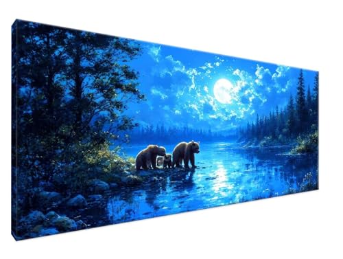 Malen Nach Zahlen Mond, Malen Nach Zahlen Erwachsene Tragen DIY Handgemalt Ölgemälde Leinwand Kit für Anfänger Ohne Rahmen 30x60cm Mit 3-Pinseln und Acrylfarbe für Deko Wohnzimmer, Geschenke Y2-349 von Yingeen