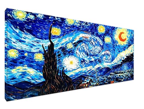 Malen Nach Zahlen Mond Malen Nach Zahlen Erwachsene Abstrakt DIY Handgemalt Ölgemälde Leinwand Kit für Anfänger Ohne Rahmen 100x200cm Mit 3-Pinseln und Acrylfarbe für Deko Wohnzimmer, Geschenke Y2-619 von Yingeen