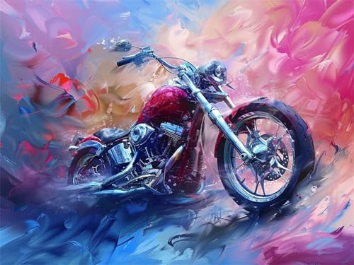 Malen Nach Zahlen Motorrad Garten, Malen Nach Zahlen Bastelset Erwachsene, DIY Paint by Numbers mit Pinseln und Acrylfarben Handgemalt Ölgemälde Set, für Home Decor Mädchen Geschenk, 100x135cm G4-434 von Yingeen