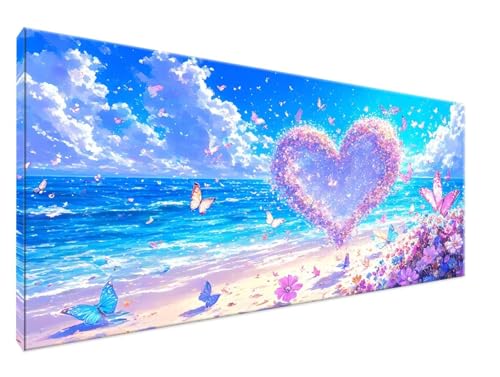 Malen Nach Zahlen Schmetterling, Malen Nach Zahlen Erwachsene Liebe DIY Handgemalt Ölgemälde Leinwand Kit für Anfänger Ohne Rahmen 50x100cm Mit Pinseln und Acrylfarbe für Deko Wohnzimmer,Mädchen Y2-76 von Yingeen