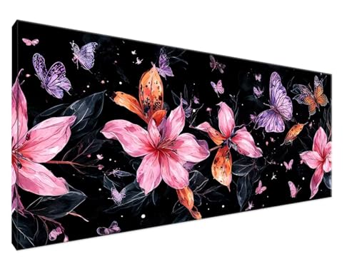 Malen Nach Zahlen Schmetterling, Malen Nach Zahlen Erwachsene Orchidee DIY Handgemalt Ölgemälde Leinwand Kit für Anfänger Ohne Rahmen 30x60cm Mit 3-Pinseln und Acrylfarbe für Deko Wohnzimmer Y2-757 von Yingeen