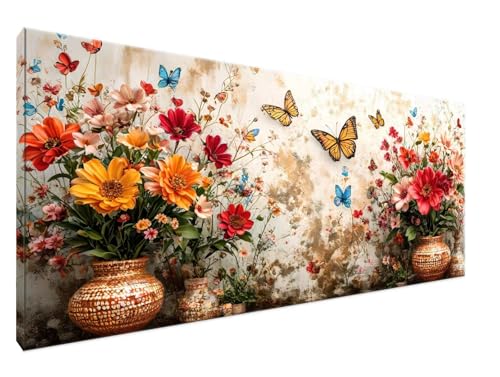 Malen Nach Zahlen Schmetterling, Malen Nach Zahlen Erwachsene Vase DIY Handgemalt Ölgemälde Leinwand Kit für Anfänger Ohne Rahmen 60x120cm Mit Pinseln und Acrylfarbe für Deko Wohnzimmer,Mädchen Y2-400 von Yingeen