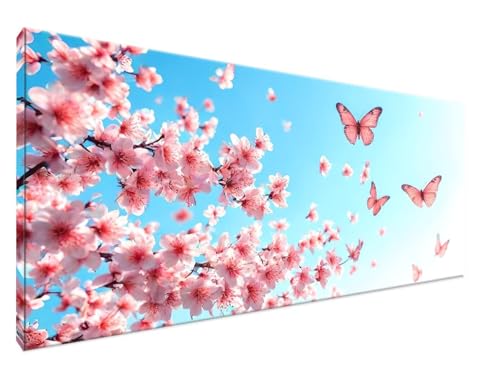 Malen Nach Zahlen Schmetterling Malen Nach Zahlen Erwachsene KirschblüTen DIY Handgemalt Ölgemälde Leinwand Kit für Anfänger Ohne Rahmen 30x60cm Mit 3-Pinseln und Acrylfarbe für Deko Wohnzimmer Y2-598 von Yingeen